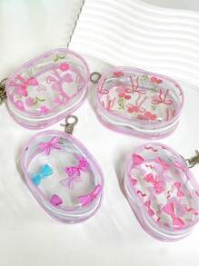 1PC Portable Mini Transparent Zipper Storage Bag, Bag Accessiores Compact Multifunctional Organizer, Headphone And Charger Case With Keychain, Transparent Travel Accessories, Available In Black And White Colors, Exquisite And Compact, Suitable For Storing Small Items, Data Cable Storage Bag, Bracelet Bag, Makeup Bag