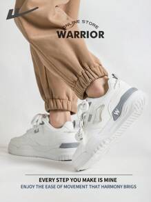Warrior Men's Skateboarding Shoes Spring And SummerLightweightComfortableBreathableModest Style Casual Yet SleeksneakersApplicable Throughout The Yearwear-ResistingAll-Day WearTraining Sneakers Running Shoes Little White Shoes - White/Gray - View 2