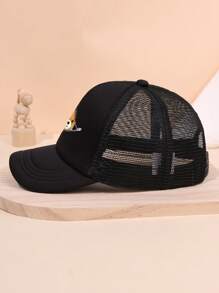 1pc Children Cartoon Bear Printed Baseball Cap, Mesh Breathable Sunshade Fashion Snapback Hat, Suitable For Outdoor Sun Protection, Gift