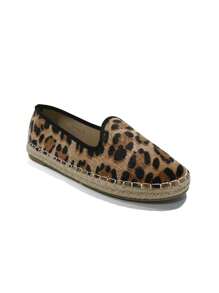 Women's Leopard Print Pattern Casual Comfortable Linen Slip-On Shoes - LEOPARD - View 2