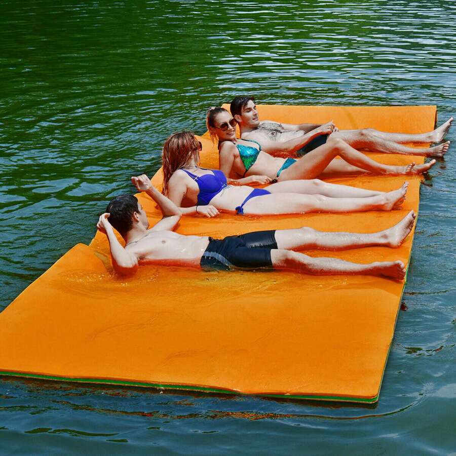 Homasis 12' X 6' Floating Water Pad Mat 3-Layer Foam Floating Island For Pool Lake - 橘色 - 查看 1