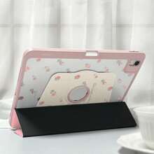 1 pieza, Funda protectora para Tablet Apple Pro 2024 de 13 pulgadas/5ta/6ta/7ta generación o Pro de 11 pulgadas 1ra, 2da generación/Air6 2024 4ta, 5ta generación/8va, 9na generación/10ma generación con ranura para bolígrafo y rotación de 720°, de piel de PU con patrón de pequeñas flores rosas, panel trasero de acrílico rígido y diseño de borde de silicona suave, con función de activación/suspensión automática, a prueba de caídas y golpes, ideal como regalo del Día de San Valentín (por favor lea las instrucciones antes de realizar el pedido)