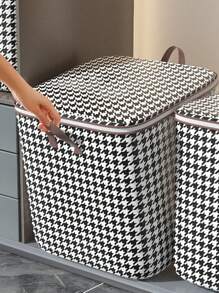 1pc Collapsible Garment And Blanket Storage Bag, Large Capacity Non-Woven Moisture Resistant Packing Bag For Mobile Organization Decorative Decorative Room Decorative Home Decorative Bedroom Decorative - Black and White - View 3