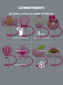 8 PIEZAS Cubiertas para sorbetes - Protectores de sorbetes de silicona a prueba de polvo y fugas para vasos de 30/40 onzas, accesorios para tazas con ajuste seguro y fácil limpieza