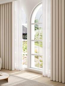 1pc French Cream Jacquard Chenille Curtain, Blackout, Dust-Proof And Thermal Insulation For Living Room And Bedroom