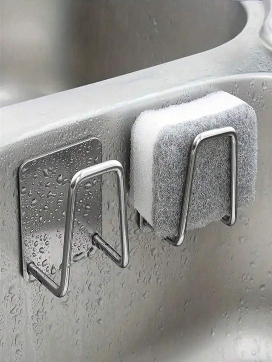 1 件批发不锈钢海绵沥水架，即剥即贴，水槽海绵架，壁挂式，洗碗架 - 彩色 - 查看 1