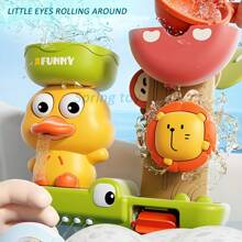 Juego de agua interactivo con patos de colores y amigos - Juguete de baño con ventosa, función de rociar y girar en naranja/verde/amarillo - Hecho de resina ABS para diversión de los talla grande pequeños, juguetes para la bañera