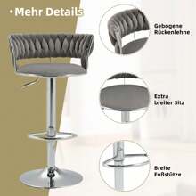 COOLMORE Ensemble de 2 tabourets de bar pivotants à 360 degrés, chaises réglables en hauteur avec repose-pieds pour cuisine, salle à manger, îlot, bar, cave à vin, bureau, salon, argent, style moderne, style haut de gamme