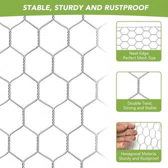 1 st stängselnät för kycklingtråd, metallblommigt hönsnätstaket för hantverk Fjäderfäträdgård, sexkantigt galvaniserat nät för hönshus Barriärkaninbur