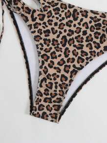 2pcs/Set Latest Fashionable Leopard Print Casual Minimalist Style Outfit, Versatile For Everyday Wear - Camel - View 8