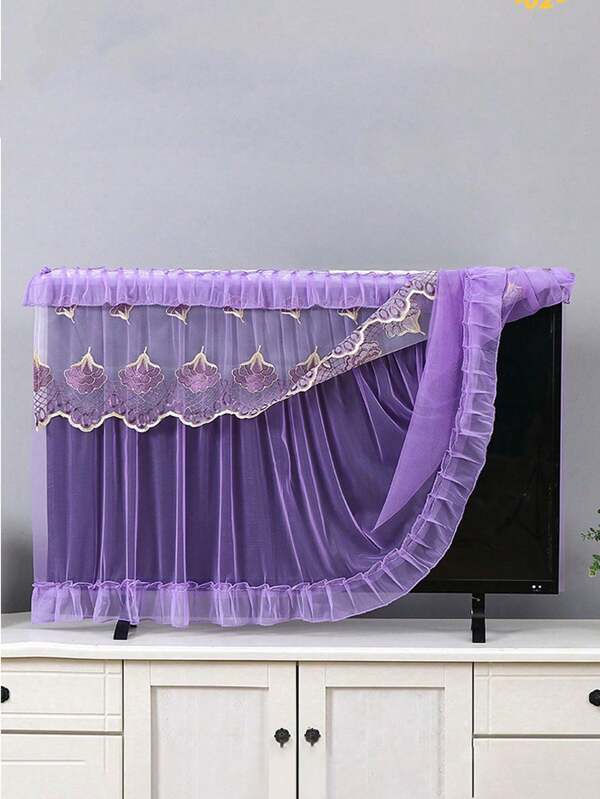 Tv Cover/Curtain, Hanging Lace Tv Dust Cover, Fit Lcd Tv/Computer Monitor, Don't Remove When Turning On