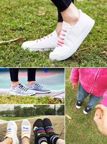 16 条装白色免系带鞋带，适合儿童和成人，弹性硅胶鞋带扣，松紧鞋带，多功能创意弹性拉伸鞋带 - 白色 - 查看 10