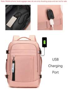 1 pieza Mochila de viaje de moda con diseño de correa para equipaje. Se puede aumentar la capacidad y abrir por completo. Bolsa de trabajo minimalista y portátil con múltiples compartimentos. Mochila escolar personalizada