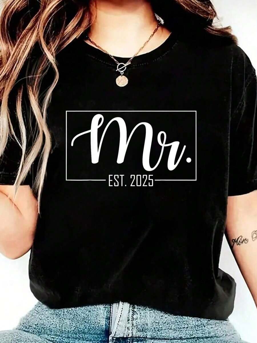 Unisex Adults - Black - Small - Short Sleeve - O-Neck - T-Shirt Print Crew Neck Casual T-Shirt Short Sleeve Sports Top, Smart Casual/Street Style Women's Clothing