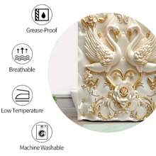 1/4 件豪华 2D 天鹅和玫瑰浴室套装：包括 12 个免费挂钩、防水窗帘、防滑垫、马桶座套和浴垫 - 完美的家居装饰家居浴室装饰