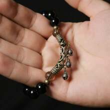 1pc Simple Style Bracelet Suitable For Daily Wear Festivals Handsome Bracelet Black Beads Copper Accessories Can Be Used As Birthday Gifts Valentine Gifts All Kinds Of Holiday Gifts Are Suitable For Bracelets Very,Mom,Mother,Mother's Day,Gift