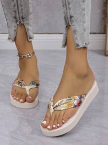 Zomerse slippers met strasssteentjes voor dames, dikke platform wedge strandsandalen, antislip, Koreaanse mode