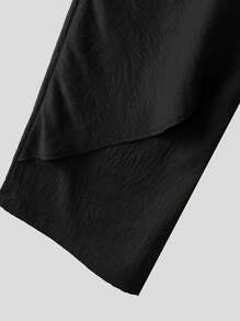 INCERUN Fashion Men Elastic High Waist Wrap Ruffles Palazzo Culotte Long Pants Summer Holiday Party Casual Loose Trousers Bottoms - 黑色 - 查看 8