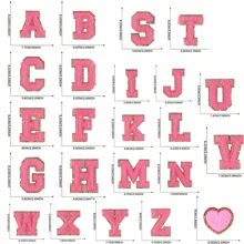 8 厘米/3.15 英寸熨烫字母补丁 26 件 A-Z 字母补丁动物形状 DIY 图案熨烫或缝制补丁贴花适用于牛仔裤夹克背包（大号玫瑰红） - 玫紅色 - 查看 2