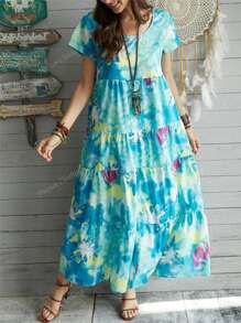 Plus Size Women Arabic Style Minimalist Fashion Dress, Suitable For Summer