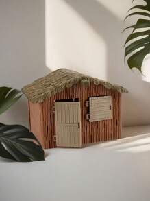 Set di modelli animali in pollo finto, cottage contadino in paglia, personaggi animali, ornamento per scena divertente, adatto per soggiorni, stimolazione del pensiero manuale e gioco per bambini
