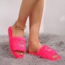 Fall/Winter Thick Plush Slippers, Fashion Strap Indoor Non-Slip Luxury Home Slippers,Christmas Outfits,Fluffy Slippers - Pink - View 8