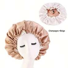 1pc Double Layer Soft Adjustable Shower Cap, Reusable Hair Care Head Wrap For Women Home Bathroom Decor Summer Back To School