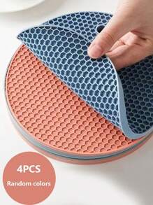 4pcs Multifunctional Round Heat Resistant Silicone Mat Cup Coasters Non-Slip Pot Holder Table Placemat Restaurant Accessories Tool Picnic Blanket4pcs Multifunctional Round Heat Resistant Silicone Mat Cup Coasters Non-Slip Pot Holder Table Placemat Restaurant Accessories Tool Picnic Blanket