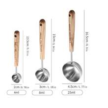 Cucchiai dosatori in acciaio inox da 4 ml/8 ml/25 ml con manico, cucchiaini per chicchi di caffè, polveri e condimenti