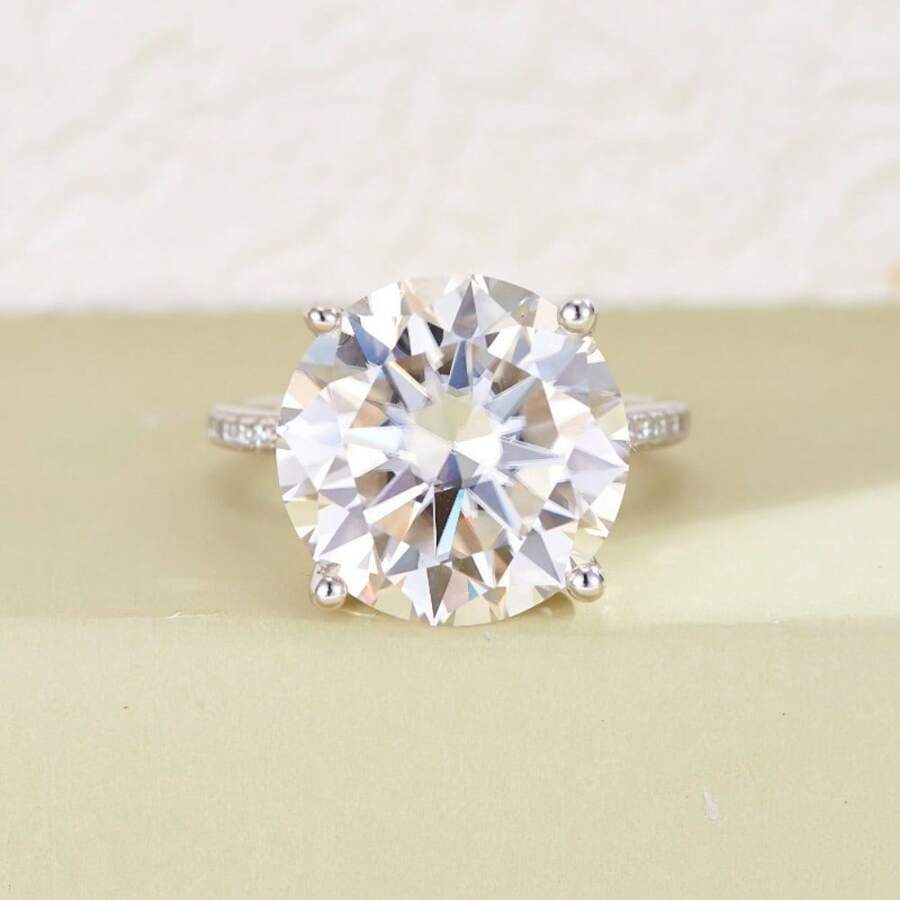 Ethic Diam 1pc 10.0ct Moissanite Luxury Ring, 18K Gold Plated, 925 Silver, Unique Design, Eternal Symbol, Perfect For Anniversary, Birthday, Christmas, Holiday Gift For Men
