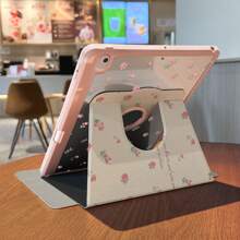 1 pieza, Funda protectora para Tablet Apple Pro 2024 de 13 pulgadas/5ta/6ta/7ta generación o Pro de 11 pulgadas 1ra, 2da generación/Air6 2024 4ta, 5ta generación/8va, 9na generación/10ma generación con ranura para bolígrafo y rotación de 720°, de piel de PU con patrón de pequeñas flores rosas, panel trasero de acrílico rígido y diseño de borde de silicona suave, con función de activación/suspensión automática, a prueba de caídas y golpes, ideal como regalo del Día de San Valentín (por favor lea las instrucciones antes de realizar el pedido)