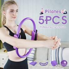 1 Set Of Pilates Training Equipment, Including Pilates Circle, Pilates Pull Belt, Yoga Stretch Auxiliary Belt, Yoga Stretching Ring, 25cm Matte Explosion-Proof Yoga Ball, Women's Home Pilates Equipment, Fitness And Body Shaping, Stretching And Hunchback Correction, Elastic Stretching, Auxiliary Fitness Equipment Suitable For Gifts Yoga Lovers And Men And Women's Gyms And Families
