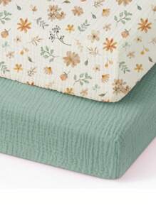 2pcs Baby Flat Sheets Made Of Fine Cotton Fabric, Soft & Breathable Cotton Crib Sheets, Infant Essentials