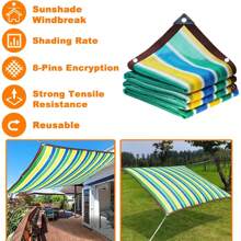 1 Stück Farbiges gestreiftes atmungsaktives Sonnenschutz-Netz - Plastik Outdoor-Beschattungsgewebe für Terrasse, Picknick, Carport, Garten, Balkon und Korridor Kühlendes Sonnensegel - Verschiedenfarbig - Übersicht 9