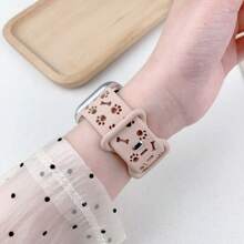 狗爪雕刻表带兼容 Apple Watch 46mm 49mm 45mm 44mm 41mm 40mm 42mm 38mm 运动透气硅胶表带兼容 Apple Watch Series Ultra SE 10 9 8 7 6 5 4 3 2 1 - 星光色 - 查看 7