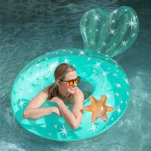 1pc 海星绿色游泳圈成人网红游泳圈PVC背部加厚美人鱼救生圈