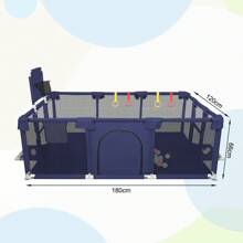 Large Playpen Baby XL 180x120cm, Playpen Baby Children's Playpen With Breathable Net, 50 Play Balls And 4 Pull Rings For Baby & Toddlers Indoor Outdoor - Màu xanh hải quân - Xem 7