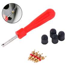 1 Set Tire Valve Service Kit 4 Valve Cores 4 Valve Caps 1 Valve Stem Screwdriver Tire Repair Tool For Car Motorcycle Bus Truck