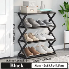 1pc 4-Tier X-Shaped Shoe Rack, Multifunctional Dust-Proof Shoe Rack, Easy Assembly Simple X-Shaped Shoe Rack For Home/Student Dorm, Sturdy Dual-Layer Steel Pipe Disassembly Foldable Shoe Cabinet, Suitable For Entrance, Wardrobe, Garage - Multicolor - View 12