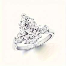 1pc S925 Silver 10 Carat Moissanite Love Ring For Vacation, Wedding And Party Suitable For Daily Wear, Suitable For Party, Date, Anniversary, Party, Birthday Gift - 10CT - View 4