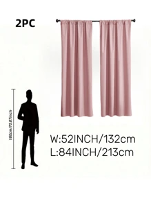 2pcs 100% Blackout Solid Color Curtains, Rod Pocket Hanging Style, Polyester Material With Lining, Darkens Indoor Spaces, Modern Minimalist Design, Suitable For Bedroom, Living Room, Balcony, Study, Garden, Etc. - Pink - View 13