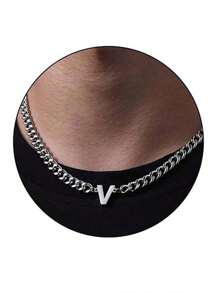 1pc Stainless Steel 26 Letter Fashion Pendant Necklace, Suitable For Daily Wear, Gift For Boyfriend/Girlfriend, Couples