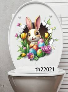 1 件华丽风格动物印花墙贴刺猬兔子配蝴蝶和花朵可移除防水 PVC 贴纸适用于客厅卧室宿舍教室家居墙壁装饰 - 彩色 - 查看 6