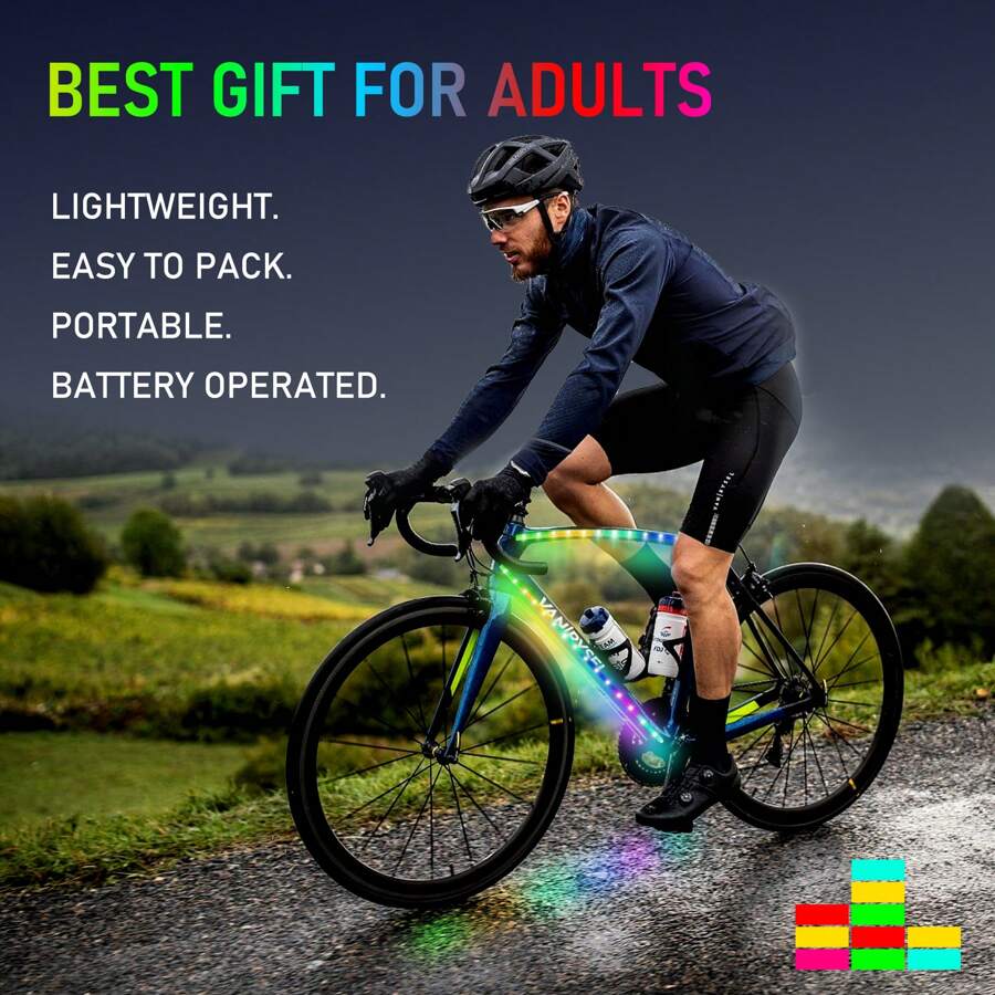 LED Bicycle Light Colorful Super Bright Warning Light Strip Bicycle Accessories For Safe Riding At Night Bicycle Frame Light Strip RGBIC Color Tail Light Can Be Cut Bicycle Frame Light Strip Suitable For Outdoor Bicycle Lighting Accessories