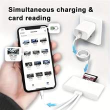 Leitor de cartão de câmera 5 em 1, leitor universal plug-and-play, slot para cartão SD/TF/USB 3.0/Tipo C/Lightning OTG, adaptador USB para câmera multiarmazenamento compatível com /iPad/Android