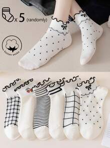 1/3/5/10 Pairs Of Women's Cotton Socks,Invisible Socks,Short Socks,Grey Socks,Women Socks,Cute Socks,Girls Socks, Autumn/Winter/Spring/Fall/Summer Socks,Mesh Breathable Details, Guide Rail Breathable Hole Design, Moisture Wicking, Soft And Smooth, Suitable For Various Holidays, Sports, Leisure, Business And Other Daily Wear, Can Be Worn All Year Round, Color Combinations Are Random. - Multicolor - View 14