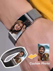 سوار من الفولاذ المقاوم للصدأ مطبوع عليه صورة شخصية مخصصة - مقاوم للماء، أنيق، قابل للتعديل، مناسب للأزواج والرجال والنساء والأصدقاء. تصميم إبداعي وأنيق. مناسب لجميع المناسبات. ذهبي، أنيق، ملون، عتيق، بسيط، يناسب الجنسين، كاجوال، جميل، مخصص، شخصي، فريد، هدية مثالية للزوجة، الصديقة، الصديق، الحبيب