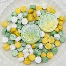 100 件混色封蜡珠用于蜡封印章，八角形蜡封珠非常适合婚礼请柬、葡萄酒包装、卡片、信封、礼品包装 - 彩色 - 查看 14