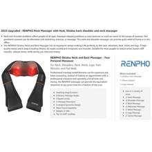 RENPHO Shiatsu Neck And Shoulder Back Massager With Heat, Electric Deep Tissue 3D Kneading Massage Pillow For Waist, Leg, Calf, Foot, Arm, Full Body - Mặc định - Xem 9