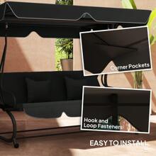 Outsunny Garden Swing Canopy Replacement 3 Seater, Waterproof Garden Swing Seat Canopy Cover, Windproof Anti-UV Sun Shade (Canopy Only) For Patio, Balcony - Black - View 5